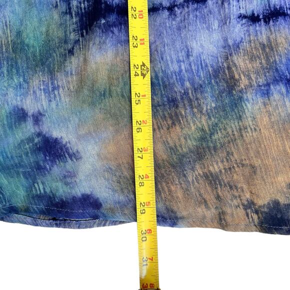 NEW Off Shoulder Tie Dye Dress Women Medium Tunic Blue Green Bell Sleeve Country - Picture 14 of 16
